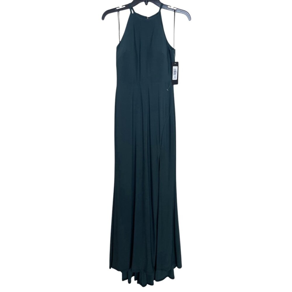 Jump Apparel Dress Size 3/4 Green Strapless Long Slit Lined